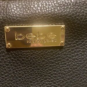 Bebe Black Leather Bag with Gold Details